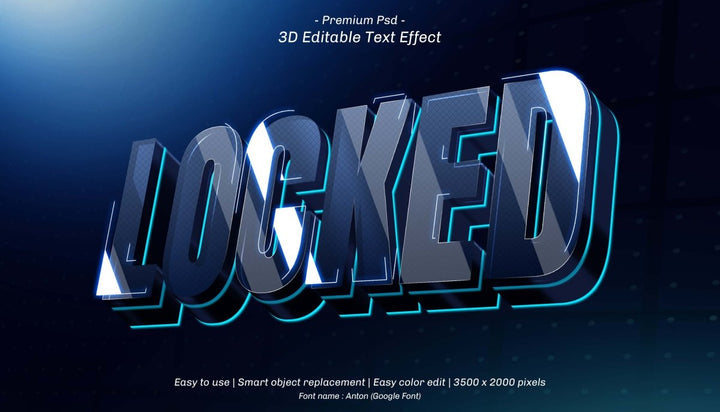 Cybernetic Locked 3D Font Effect PSD Template