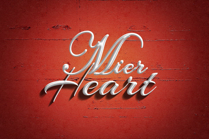 
									Embossed Mier Heart Font Effect PSD Template