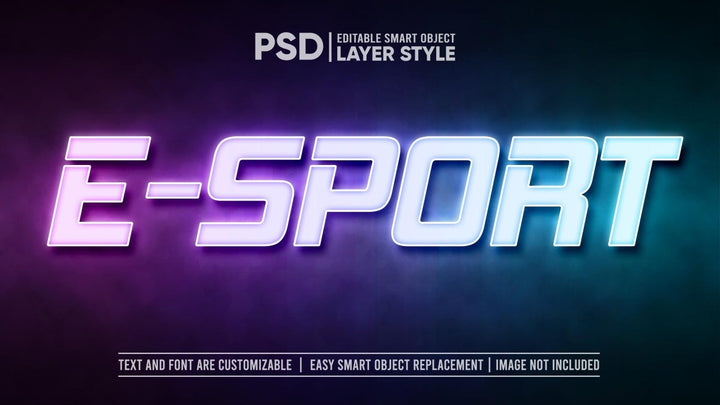 
									Furturistic E-Sport Gradient Font Effect PSD Template