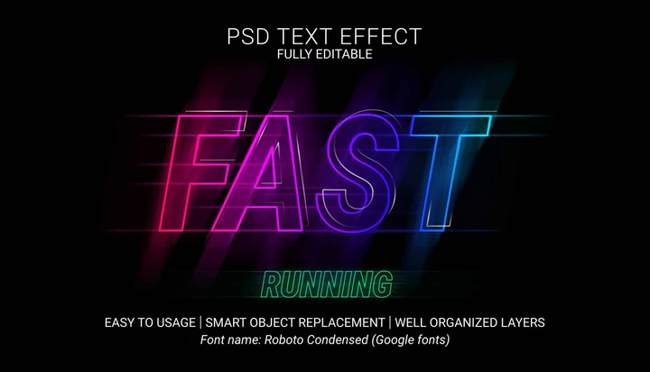 
									Futuristic Gradient Fast Font Effect PSD Template