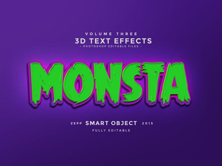 
									Glowy Monsta 3D Font Effect PSD Template