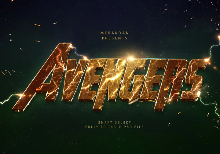 
									Golden Avengers Masterpiece Font Effect PSD Template