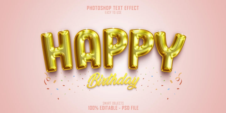 
									Golden Birthday Confetti Font Effect PSD Template