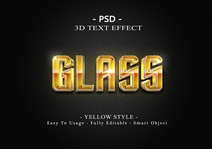 
									Golden Glass Font Effect On Black Font Effect PSD Template