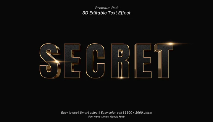 
									Golden Secret Font Effect PSD Template