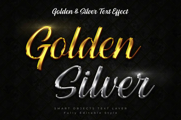 
									Golden Silver Font Effect PSD Template