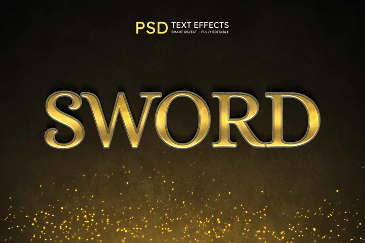 
									Golden Sword of Power Font Effect PSD Template