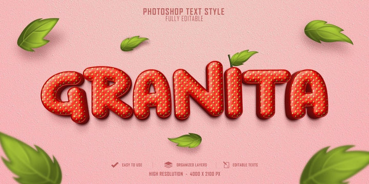 
									Granita Strawberry Bliss Font Effect PSD Template