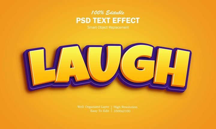 
									Laught 3D Orange Background Font Effect PSD Template