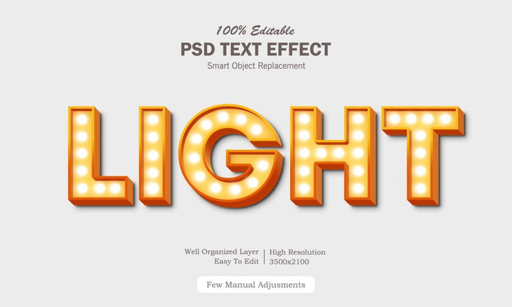 
									Light Bulb 3D Orange Gray Font Effect PSD Template