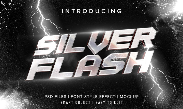 
									Lightening Silver Flash Font Effect PSD Template