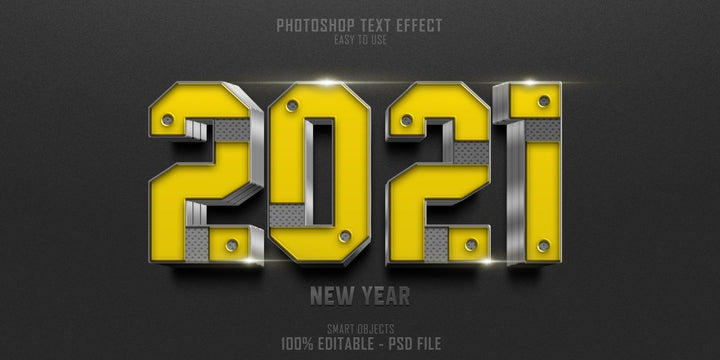 
									Metallic 2021 New Year Font Effect PSD Template