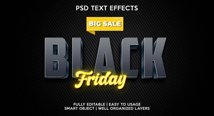 
									Metallic Black Friday Font Effect PSD Template