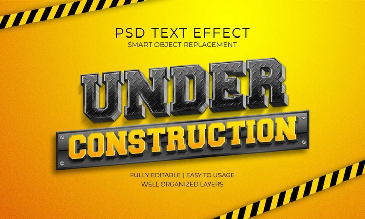 
									Metallic Under Construction Font Effect PSD Template