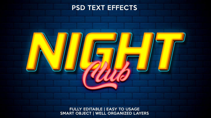 
									Neon Night Club Blue Brick Font Effect PSD Template