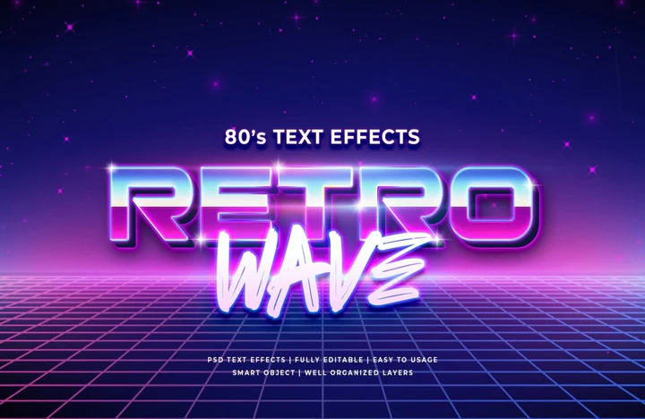 
									Neon Nostalgia Retro Wave Font Effect PSD Template