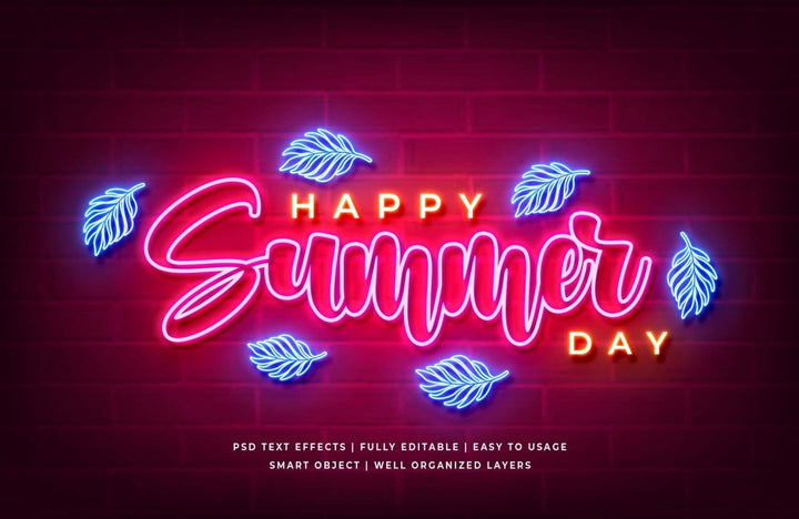 
									Neon Summer Bliss Font Effect PSD Template