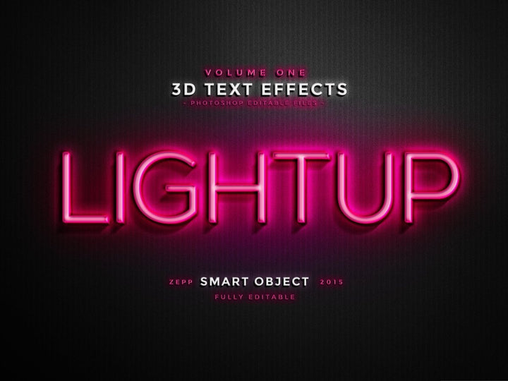 
									Pink Glowy LightUp Font Effect PSD Template