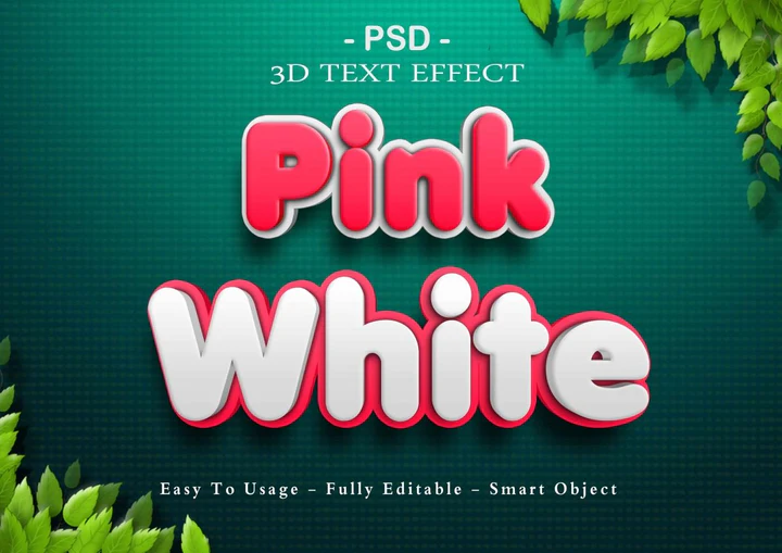 
									Pink White 3D Font Effect PSD Template