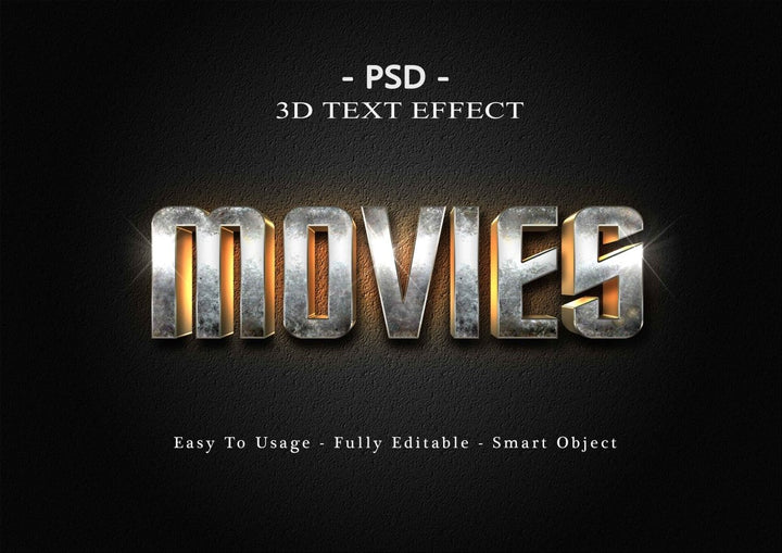 
									Silver Movies Golden Glow Font Effect PSD Template