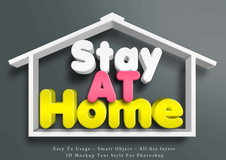 
									Stay At Home 3D Sweet Font Effect PSD Template