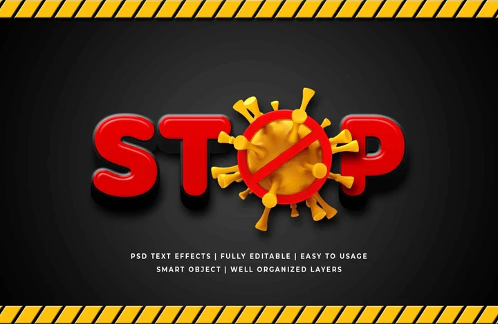 
									Stop Covide-19 Awareness Font Effect PSD Template