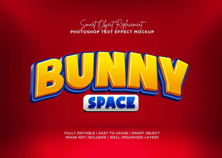 
									Vibrant 3D Typography Bunny Space Font Effect PSD Template