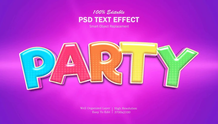 
									Vibrant Party Colorful Font Effect PSD Template