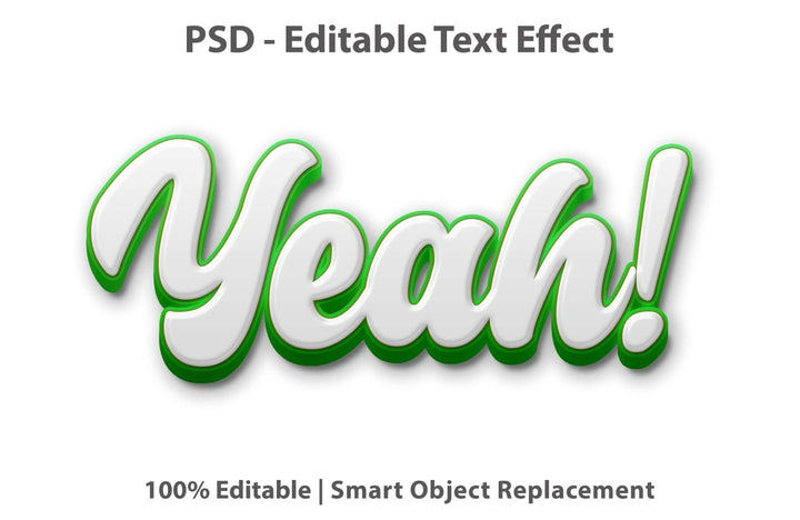 
									Yeah! Green White Pop Font Effect PSD Template